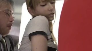 Japanese Blonde Girl Molested by Old Man In Bus Eng Sub